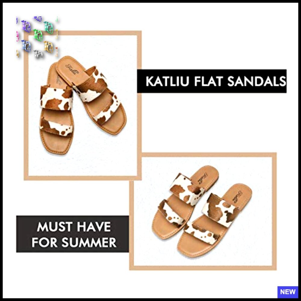 Two Strap Slide Sandals Open Toe Square Flat Mini… - image 6